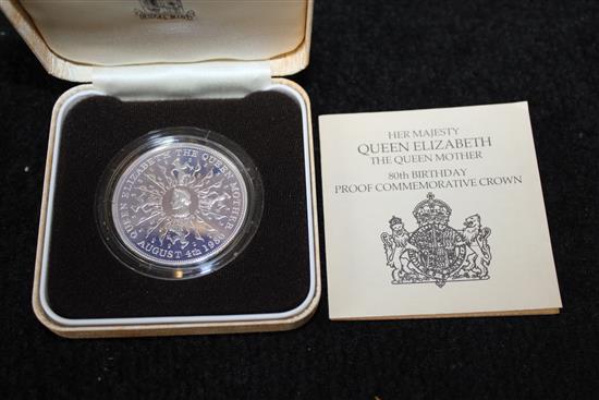 Queens Diamond Jubilee Silver Piedfort £5, 6 silver crowns & 7 silver commemorative, etc coins